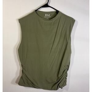 Rebecca Minkoff RM Olive Green Sleeveless Ruched Top XL Stretch Knit